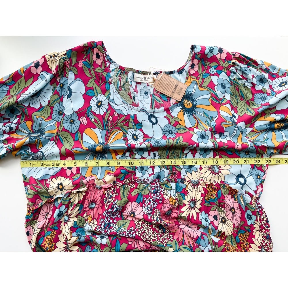 NEW Natural Life Collette Tiered Floral Maxi Dress Ruffle Womens XL Pink Blue - Picture 12 of 14